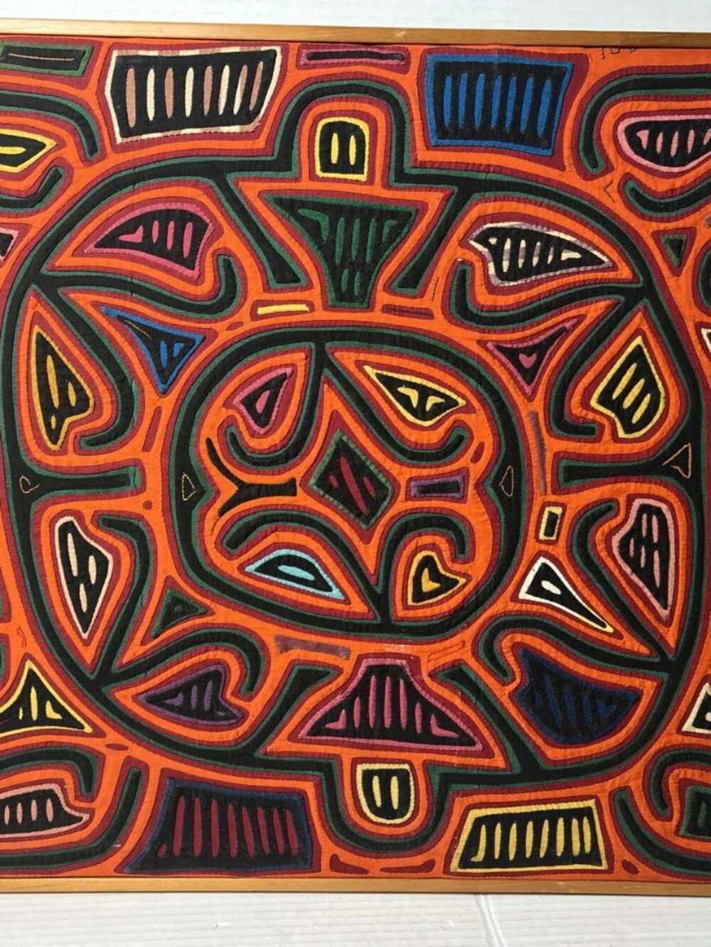 1960s Guna Kuna Mola Textile Folk Art Panama Framed 17x22